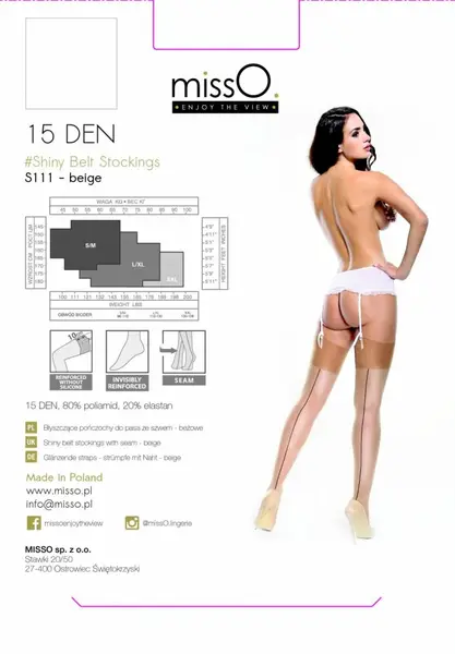 MissO S111 Beige Classic Stockings for Garter Belt S/M
