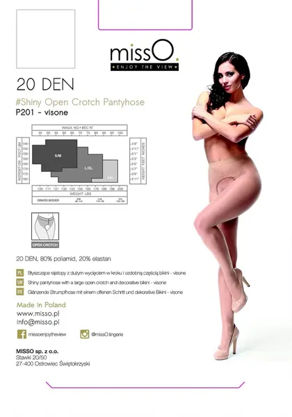 MissO P201 Sheer Tights with Open Gusset Beige L/XL