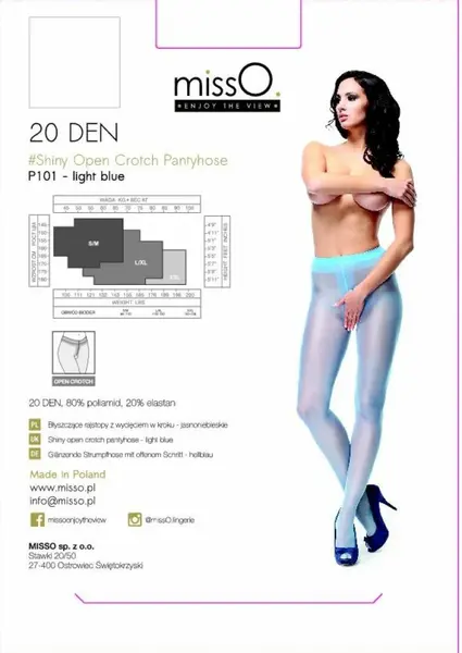 MissO P101 Sheer Blue Tights with Opening XXL
