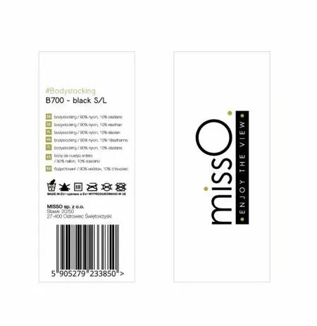 MissO B700 Bodystocking, Mesh Design, Universal Size S/L, Black