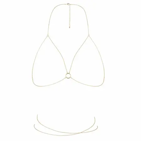 Bijoux Indiscrets Magnifique Gold Bra Chain - Adjustable Body Jewelry