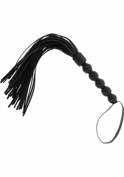 Shots Short Beaded Flogger Whip PU Leather Black Compact Design