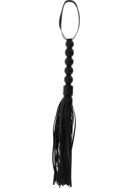 Shots Short Beaded Flogger Whip PU Leather Black Compact Design
