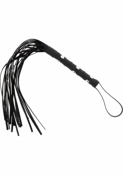 Shots Short Studded Flogger Whip Black PU Leather Compact Model