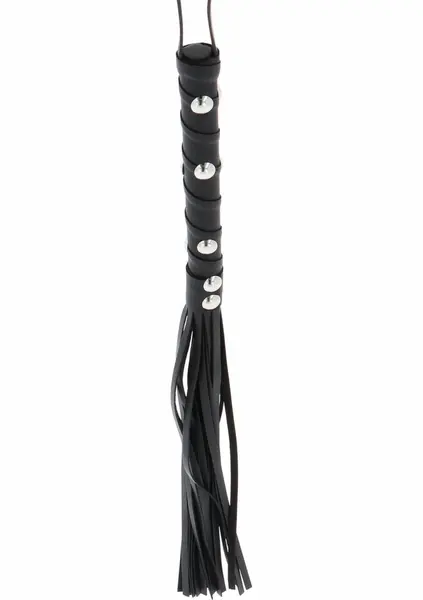 Shots Short Studded Flogger Whip Black PU Leather Compact Model