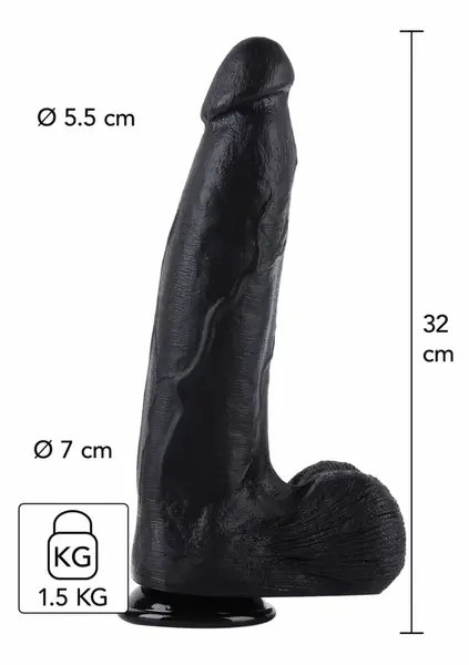HIDDEN DESIRE Extreme Dong 32 cm XXL Black PVC Model