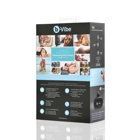 b-Vibe Trio Plug Black - Medium Size Intimate System, 3 Motors, Remote