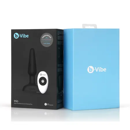 b-Vibe Trio Plug Black - Medium Size Intimate System, 3 Motors, Remote