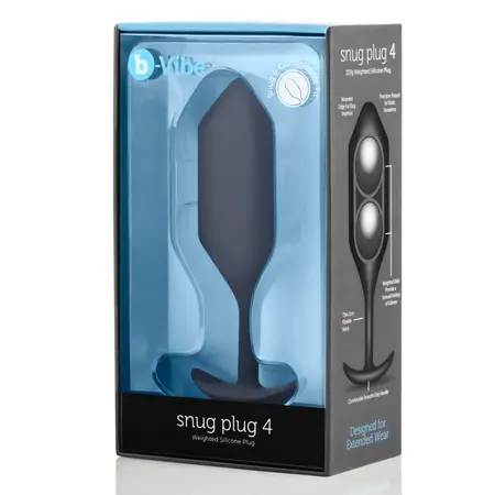 b-Vibe Snug Plug 4 Black Weighted Silicone Plug 257g 4.3x14cm