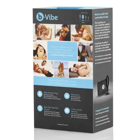 b-Vibe Snug Plug 3 Black Weighted Silicone Anal Model 180g 3.6x12.7cm