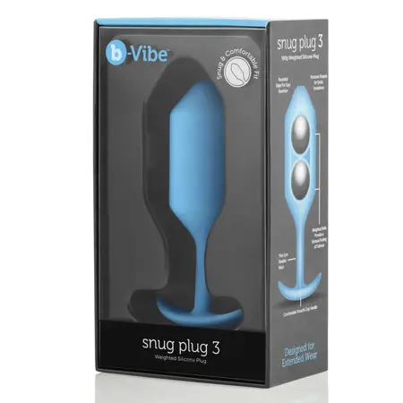 b-Vibe Snug Plug 3 Weighted Silicone Intimate Device Teal 12.7cm