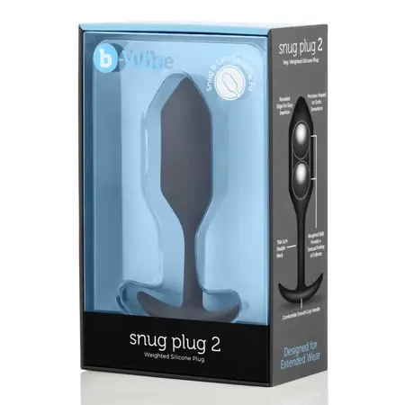 b-Vibe Snug Plug 2 Black Weighted Silicone Intimate Trainer 114g 3x11.4cm