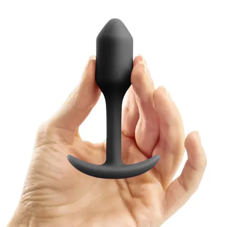 b-Vibe Snug Plug 1 Black - Compact Weighted Silicone Intimate Plug