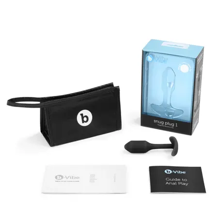 b-Vibe Snug Plug 1 Black - Compact Weighted Silicone Intimate Plug