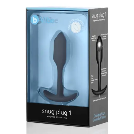 b-Vibe Snug Plug 1 Black - Compact Weighted Silicone Intimate Plug