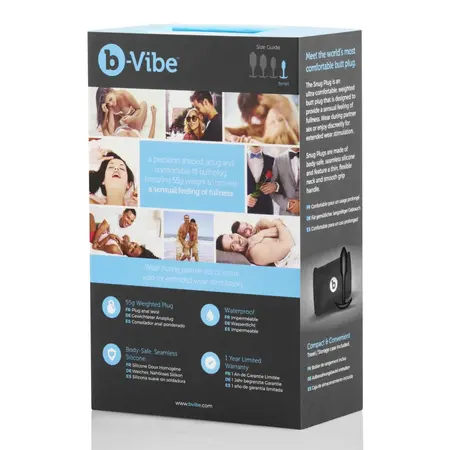 b-Vibe Snug Plug 1 Black - Compact Weighted Silicone Intimate Plug