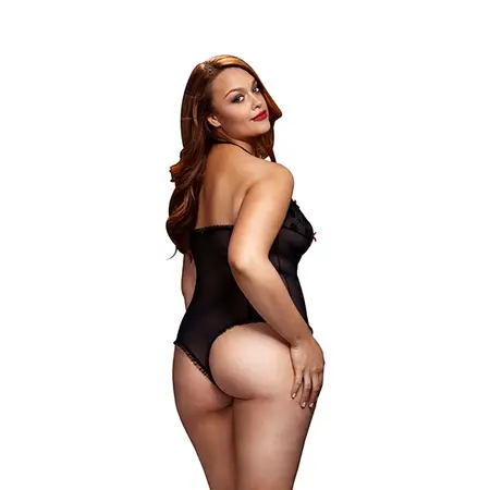 Baci Lace Bodysuit Black Queen Size - Elegant Floral Pattern Lingerie
