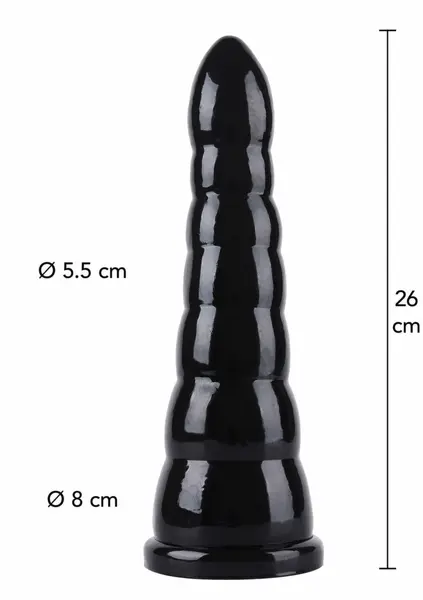 HIDDEN DESIRE Extreme Anal Cone 26 cm XXL PVC Black Wide Base
