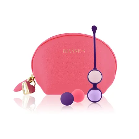 Rianne S Essentials Pelvic Training Balls Set Coral Rose 4 Weights 3cm