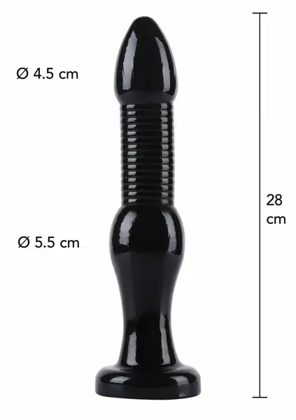 HIDDEN DESIRE Extreme Anal Intruder 28 cm XXL PVC Black Plug