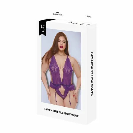 Raven Ruffle боди с къдрички, лилаво, размер QS