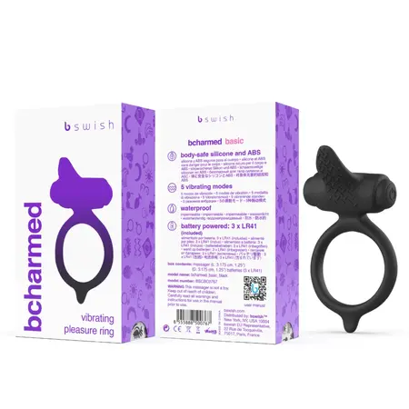 B Swish Bcharmed Classic Black - Silicone 5-Function Massaging Ring