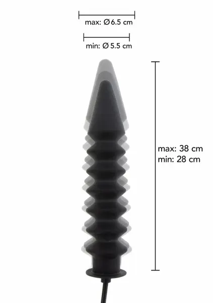 HIDDEN DESIRE Inflatable Ribbed Plug Expert Silicone Black Large