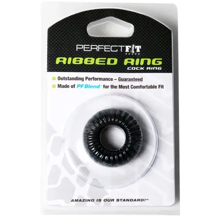 Perfect Fit Ribbed Ring Black - Flexible SilaSkin Comfort Ring