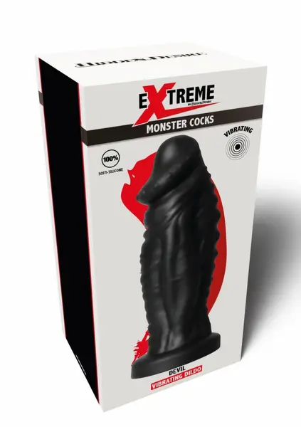 Devil Monster Silicone Intimate Machine with Suction Base, Large, Black