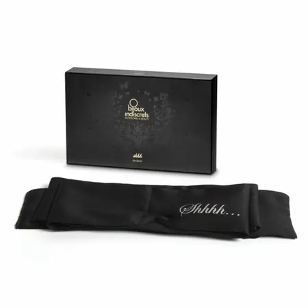 Bijoux Indiscrets Shhh Soft Satin Blindfold Black Adjustable Strap