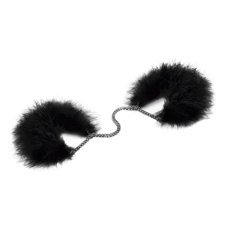 Bijoux Indiscrets Za Za Zu Feathered Soft Cuffs - Elegant Black Design