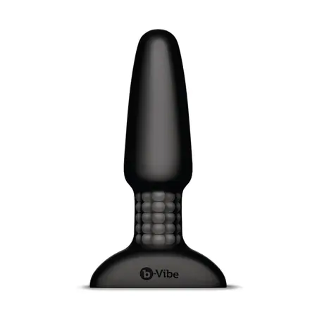 b-Vibe Rimming Plug 2 Black - Rotating Beads, Vibrating Tip, 15.2 cm