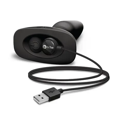 b-Vibe Rimming Plug 2 Black - Rotating Beads, Vibrating Tip, 15.2 cm
