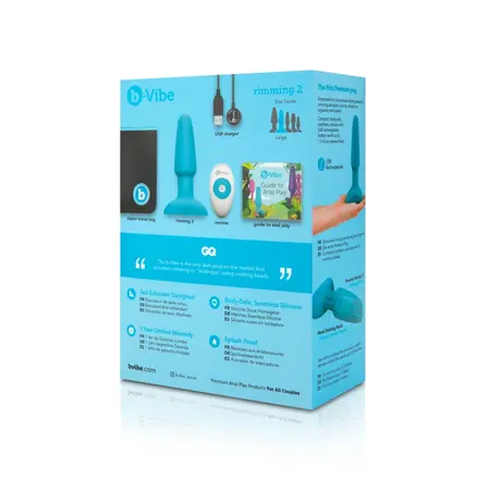 b-Vibe Rimming Plug 2 Teal - Rotating Beads & Remote, 15.2 cm Silicone
