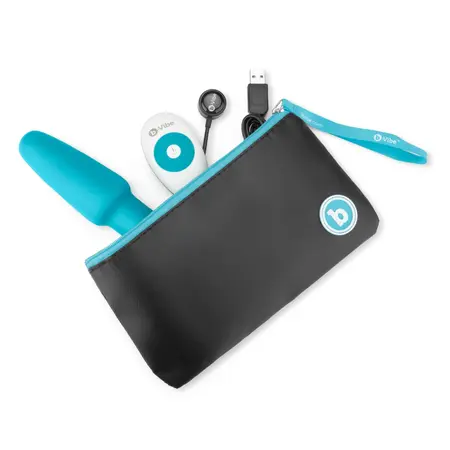 b-Vibe Rimming Plug 2 Teal - Rotating Beads & Remote, 15.2 cm Silicone