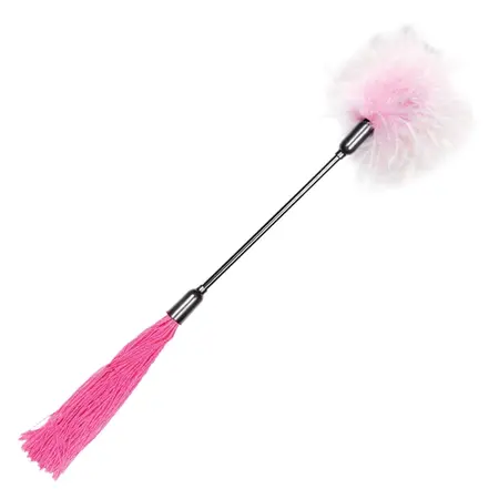 Sportsheets S&M Whip & Tickle Dual-Ended Pink & White 40cm