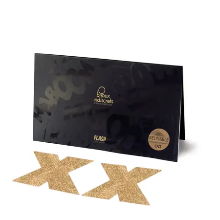 Bijoux Indiscrets Flash Cross Gold - Decorative Body Art Stickers, Reusable