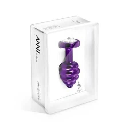 Diogol Ano Ribbed Plug 25 mm Aluminium Purple with Swarovski Crystal