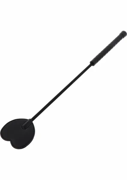 Ouch! Crop Whip Heart PU Leather - Precision Sensation Tool, Black