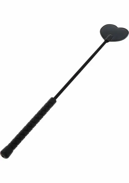 Ouch! Crop Whip Heart PU Leather - Precision Sensation Tool, Black