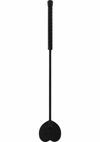 Ouch! Crop Whip Heart PU Leather - Precision Sensation Tool, Black