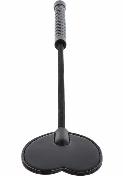 Ouch! Crop Whip Heart PU Leather - Precision Sensation Tool, Black