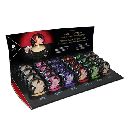 Shunga Massage Candle Display 30 ml - Natural Soy Wax, Set of 24