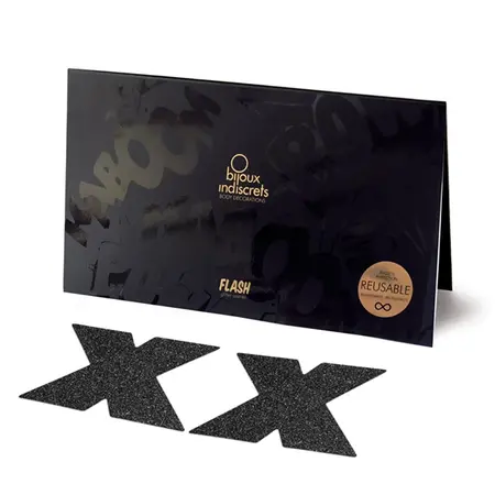 Bijoux Indiscrets Flash Cross Black Body Art Stickers - Reusable, Silicone