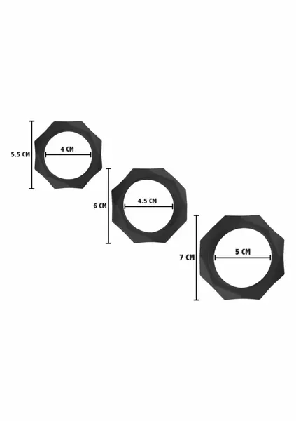 HIDDEN DESIRE EXTREME Heavy C-Ring Set Silicone Black Adjustable