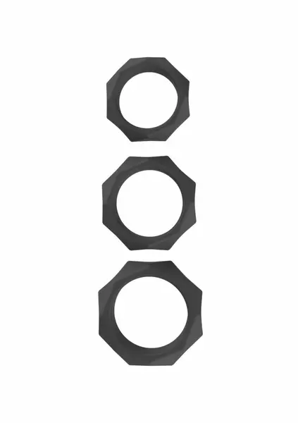 HIDDEN DESIRE EXTREME Heavy C-Ring Set Silicone Black Adjustable