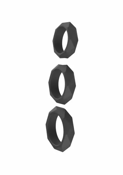 HIDDEN DESIRE EXTREME Heavy C-Ring Set Silicone Black Adjustable