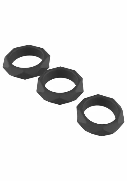 HIDDEN DESIRE EXTREME Heavy C-Ring Set Silicone Black Adjustable