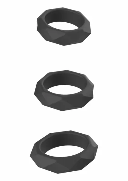 HIDDEN DESIRE EXTREME Heavy C-Ring Set Silicone Black Adjustable