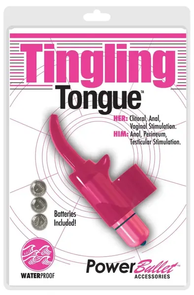 PowerBullet Tingling Tongue Pink - Compact Gel Finger Massager Waterproof